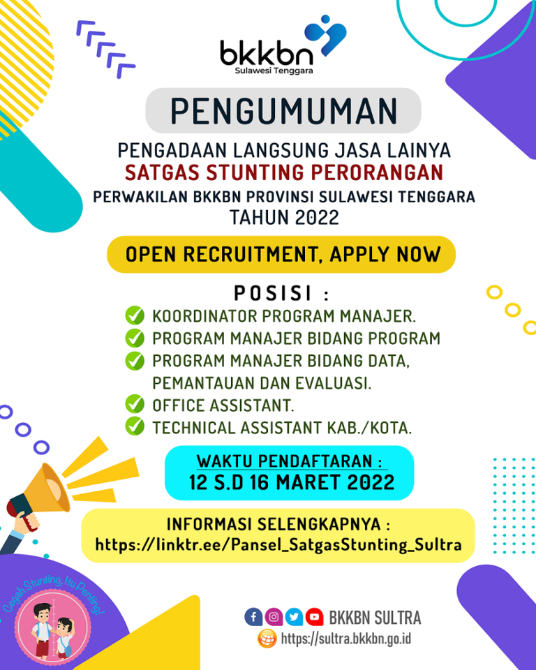 Pengumuman Penerimaan Satgas Stunting BKKBN Sultra